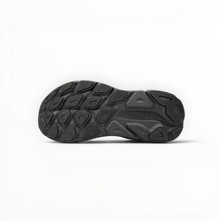 FWSports Shoes Hoka Clifton 9 black running shoe outsole with durable rubber tread pattern for road traction