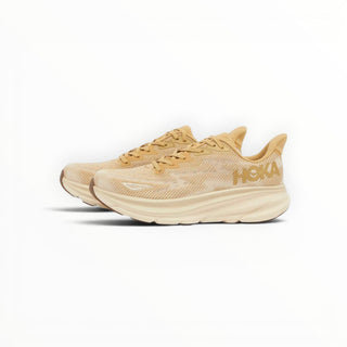 FWSports Shoes HOKA Clifton 9 men's running shoes in wheat shifting sand with engineered mesh and EVA midsole
