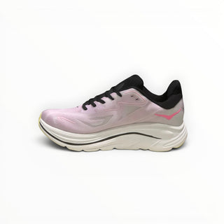 FWSports Shoes Womens Hoka Clifton 10 running shoe in pink and black with a thick cushioned white midsole