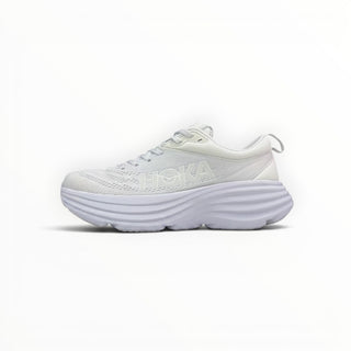 FWSports Shoes Hoka Clifton 8 women's running shoe in all-white with engineered mesh upper and thick foam midsole.