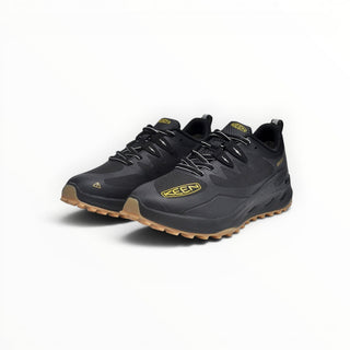FWSports Shoes KEEN NXIS EVO WP black and gum waterproof hiking shoes with a durable rubber outsole and lace-up design.