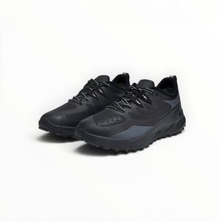 FWSports Shoes KEEN NXIS EVO WP men's black and graphite waterproof hiking shoes with durable rubber outsoles.