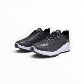 FWSports Shoes KEEN NXIS EVO WP men's black and white waterproof hiking shoes with a durable rubber outsole.