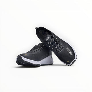 FWSports Shoes KEEN NXIS EVO WP men's black and white waterproof hiking shoes with durable rubber outsoles.