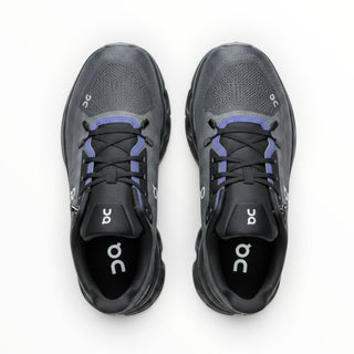 FWSports Shoes Mens On-Run Cloudtilt sneakers in black and blue with breathable mesh upper and speed lacing system.