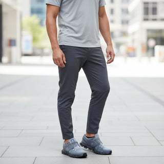 FWSports Shoes Mens On Cloud 6 Waterproof shoes in Apollo grey with a sleek mesh design and cushioned rubber outsole
