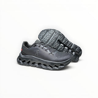FWSports Shoes Mens On-Run Cloudtilt in black with mesh upper, rocker shape, and Cloudtec cushioning technology.