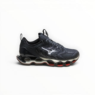 FWSports Shoes Mizuno Wave Prophecy 14S womens running shoe in black and blue with Infinity Wave plate technology.