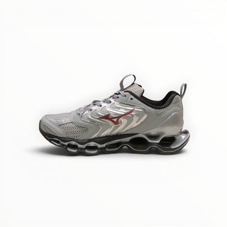 FWSports Shoes Mizuno Wave Prophecy 14S running shoe in white and red with signature Infinity Wave plate technology.