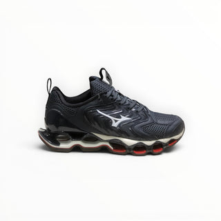 FWSports Shoes Mizuno Wave Prophecy 14S running shoe in black and blue with Infinity Wave plate and mesh upper.