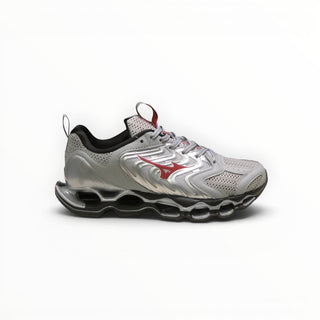 FWSports Shoes Mizuno Wave Prophecy 14S running shoe in white and red with signature Infinity Wave plate technology.