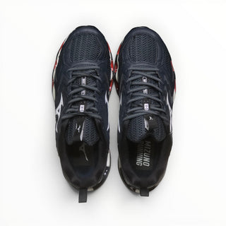 FWSports Shoes Mizuno Wave Prophecy 14S men's running shoes in black and blue with breathable mesh and lace-up design.