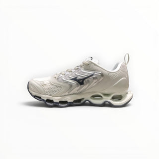 FWSports Shoes Mizuno Wave Prophecy 14S womens running shoe in white and grey with Infinity Wave plate technology.