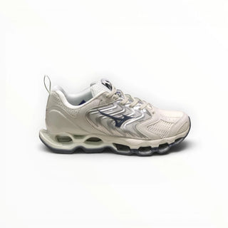 FWSports Shoes Mizuno Wave Prophecy 14S men's running shoe in white and grey with Infinity Wave plate technology.