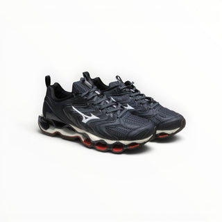 FWSports Shoes Mizuno Wave Prophecy 14S running shoes in black and blue with Infinity Wave plate technology.