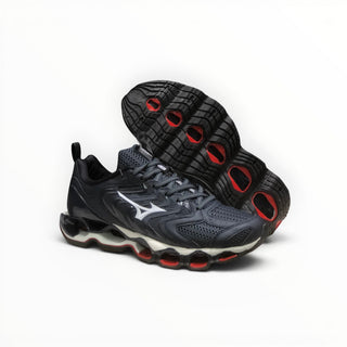 FWSports Shoes Mizuno Wave Prophecy 14S black and blue running shoes with Infinity Wave plate and mesh upper