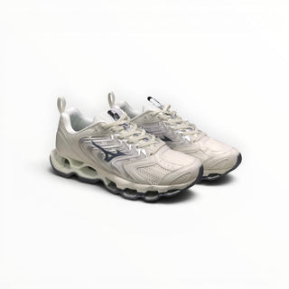 FWSports Shoes Mizuno Wave Prophecy 14S men's running shoes in white and grey with Infinity Wave plate technology.
