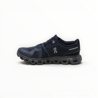 FWSports Shoes Womens On Cloud 6 Waterproof running shoes in black and deep blue with mesh upper and rubber sole