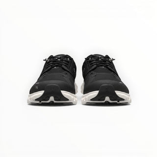 FWSports Shoes On Cloud 6 waterproof running shoes in black and white with mesh upper and cushioned rubber sole