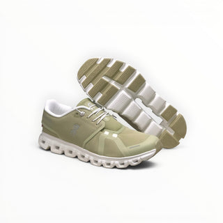 FWSports Shoes On Cloud 6 Waterproof sneakers in grass green with white cushioned soles and durable mesh upper