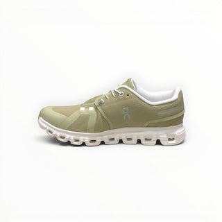 FWSports Shoes On Cloud 6 waterproof sneakers in grass green with white cushioned sole and mesh upper