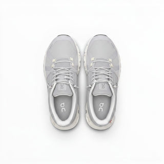 FWSports Shoes On Cloud 6 Waterproof sneakers in glacier grey with a two-tone mesh upper and speed lacing system.
