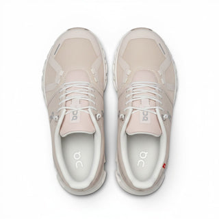 FWSports Shoes On Cloud 6 waterproof sneakers in off-white with two-tone mesh and cushioned soles, top view
