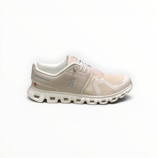 FWSports Shoes On Cloud 6 waterproof running shoes in off-white with mesh upper and cushioned rubber sole