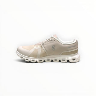FWSports Shoes On Cloud 6 waterproof running shoes in off-white with mesh upper and cushioned sole