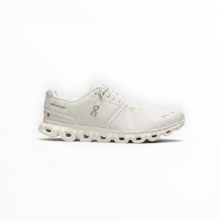 FWSports Shoes On Cloud 6 waterproof running shoes in white with a mesh upper and cushioned rubber lug sole