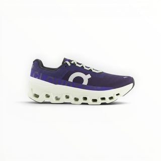 FWSports Shoes ON Cloudmonster men's running shoes in Brazilian mold purple with thick white CloudTec cushioning.