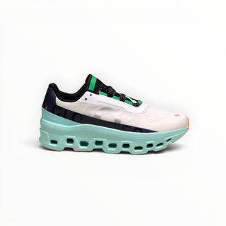 FWSports Shoes On Cloudmonster men's running shoe in brook green with breathable mesh and oversized CloudTec cushioning.