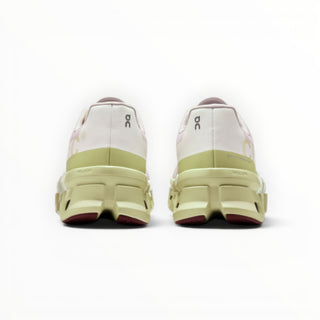 FWSports Shoes On Cloudmonster men's running shoes in lemon yellow, rear view showing thick CloudTec cushioning.