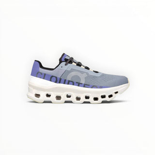 FWSports Shoes On Cloudmonster women's running shoe in mist blue and blueberry purple with thick CloudTec cushioning