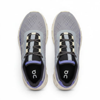 FWSports Shoes On Cloudmonster women's running shoes in mist blue and blueberry purple with breathable mesh upper