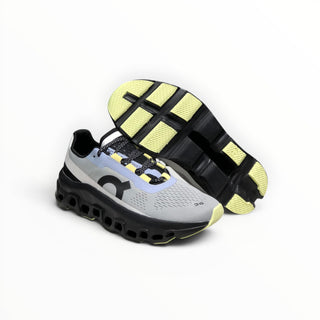 FWSports Shoes On Cloudmonster men's running shoes in fossilized lime and magnetic grey with thick CloudTec cushioning