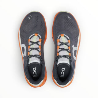 FWSports Shoes On Cloudmonster men's running shoes in turmeric and grey with breathable mesh and cushioned sole