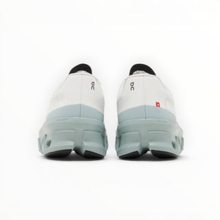FWSports Shoes On Cloudmonster women's running shoes in wave blue, rear view showing thick CloudTec cushioning.