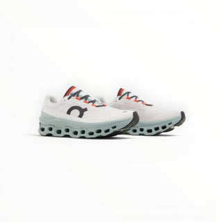FWSports Shoes On Cloudmonster women's running shoes in wave blue with breathable mesh and cushioned CloudTec sole.