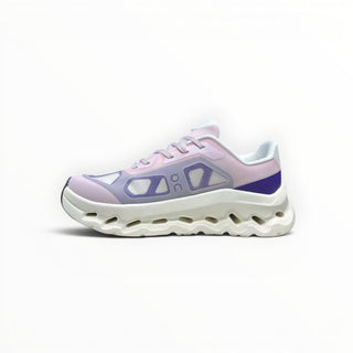 FWSports Shoes On Cloudtilt Remix women's running sneaker in pink, lavender, and purple with layered x-ray mesh upper.