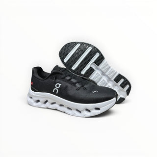 FWSports Shoes On-Run Cloudtilt black and white mesh sneakers with rocker sole and Cloudtec cushioning