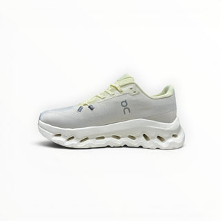 FWSports Shoes Womens On-Run Cloudtilt sneakers in light gray and yellow with breathable mesh and rocker sole