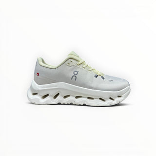 FWSports Shoes On-Run Cloudtilt sneakers in light gray and yellow with breathable mesh and thick rocker sole