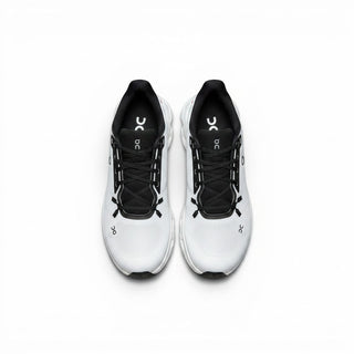 FWSports Shoes Mens On-Run Cloudtilt sneakers in white and black with breathable mesh and speed laces top view