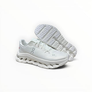 FWSports Shoes all-white On-Run Cloudtilt sneakers with breathable mesh upper and cushioned Cloudtec rocker sole.