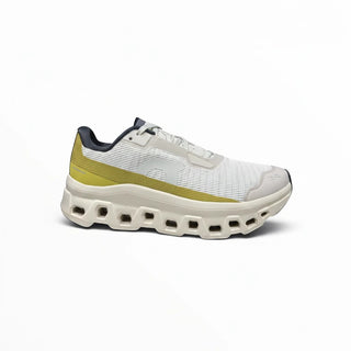 FWSports Shoes Womens On Running Cloudmonster Void running shoe in beige and yellow with breathable mesh upper
