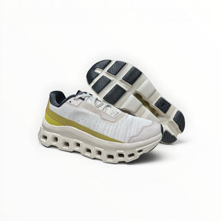 FWSports Shoes Womens On Running Cloudmonster Void running shoes in beige and yellow with breathable mesh and CloudTec