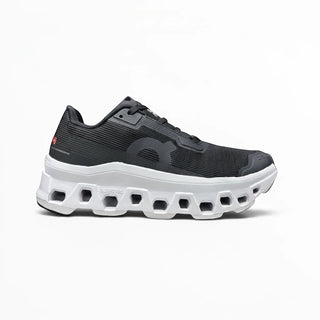 FWSports Shoes On Running Cloudmonster Void women's running shoe in black mesh with a thick white CloudTec sole.