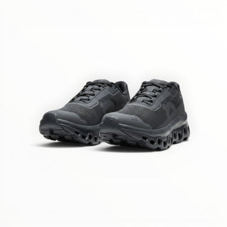 FWSports Shoes On Running Cloudmonster Void men's running shoes in all-black mesh with signature CloudTec cushioning.