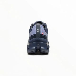 FWSports Shoes Womens On Running Cloudmonster Void blue running shoe, rear view showing signature CloudTec cushioning.
